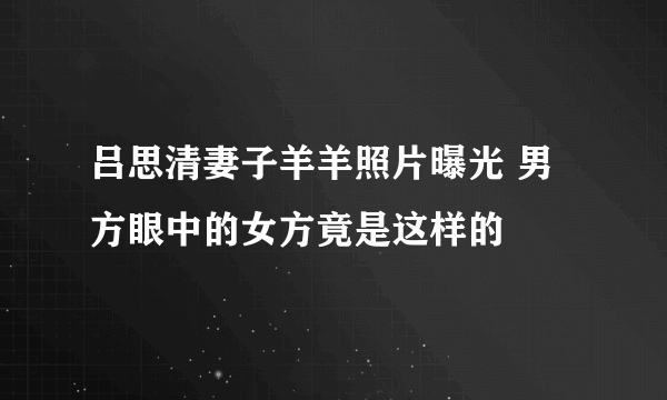 吕思清妻子羊羊照片曝光 男方眼中的女方竟是这样的