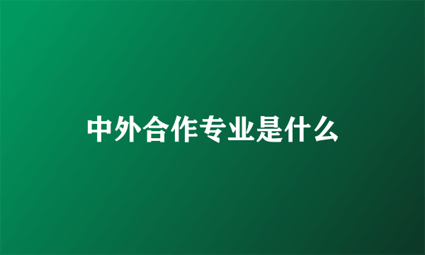 中外合作专业是什么