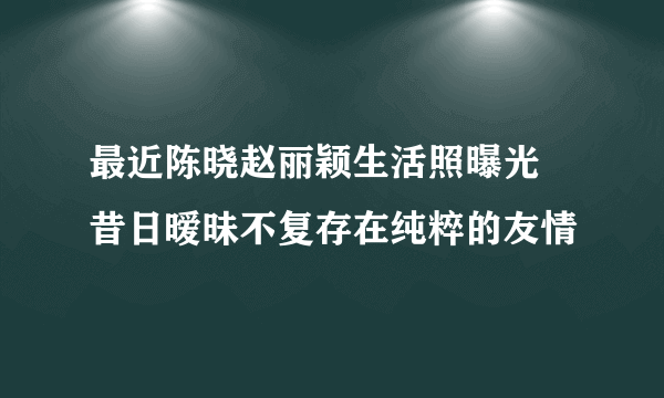 最近陈晓赵丽颖生活照曝光 昔日暧昧不复存在纯粹的友情