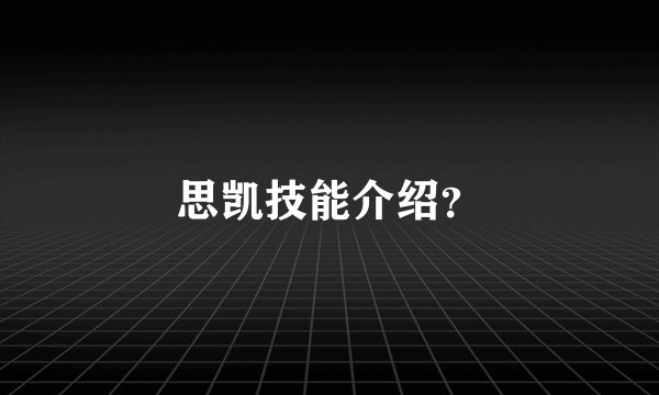 思凯技能介绍？