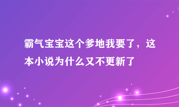 霸气宝宝这个爹地我要了，这本小说为什么又不更新了