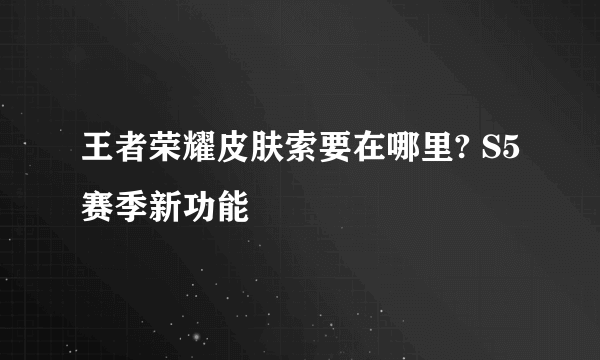 王者荣耀皮肤索要在哪里? S5赛季新功能