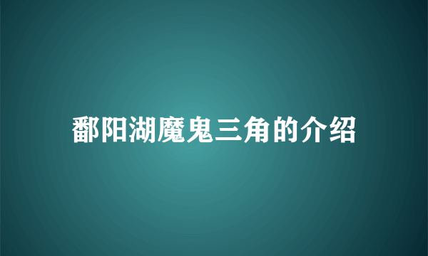 鄱阳湖魔鬼三角的介绍