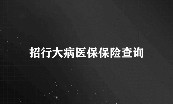 招行大病医保保险查询