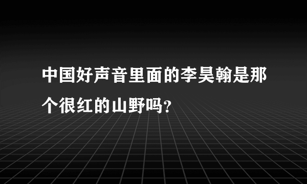 中国好声音里面的李昊翰是那个很红的山野吗？