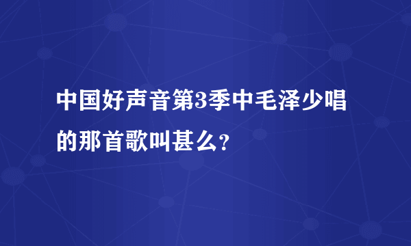 中国好声音第3季中毛泽少唱的那首歌叫甚么？