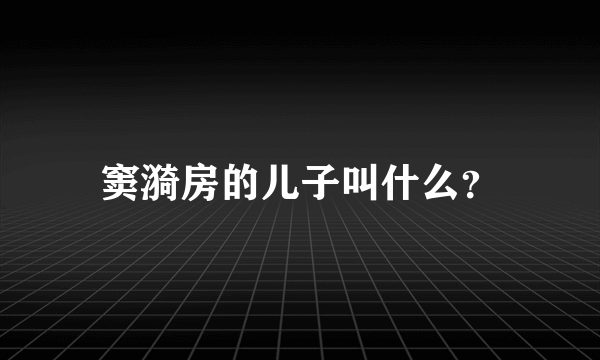 窦漪房的儿子叫什么？