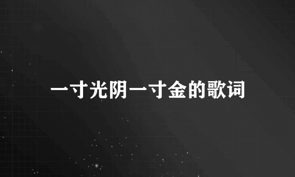 一寸光阴一寸金的歌词