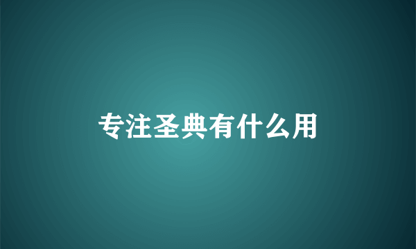 专注圣典有什么用