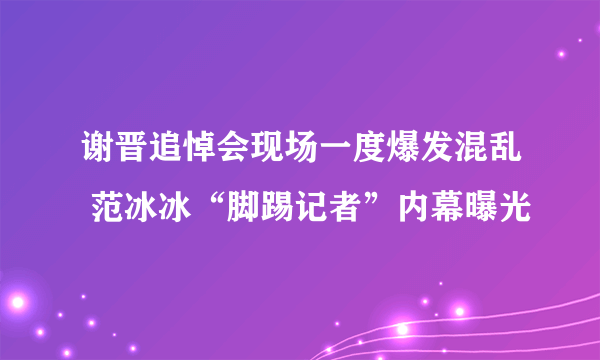 谢晋追悼会现场一度爆发混乱 范冰冰“脚踢记者”内幕曝光