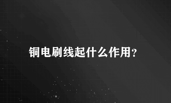 铜电刷线起什么作用？