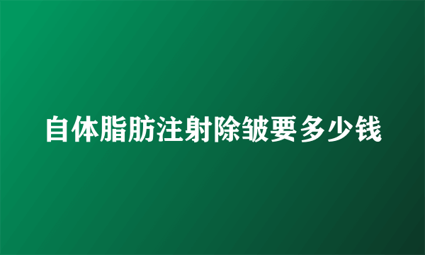 自体脂肪注射除皱要多少钱