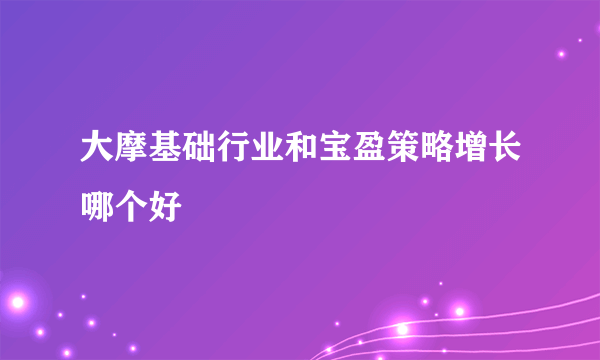 大摩基础行业和宝盈策略增长哪个好