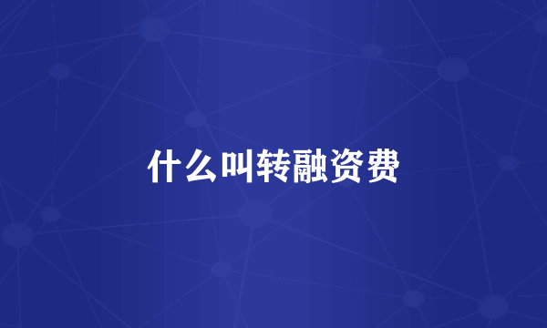 什么叫转融资费