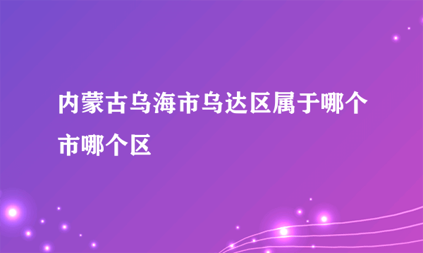 内蒙古乌海市乌达区属于哪个市哪个区