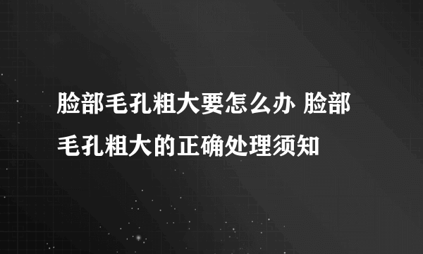 脸部毛孔粗大要怎么办 脸部毛孔粗大的正确处理须知
