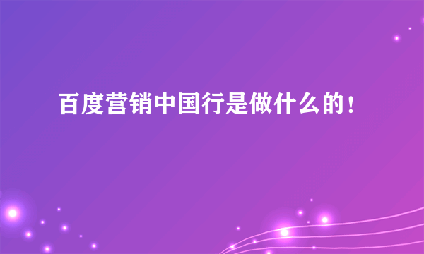 百度营销中国行是做什么的！