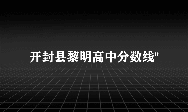 开封县黎明高中分数线