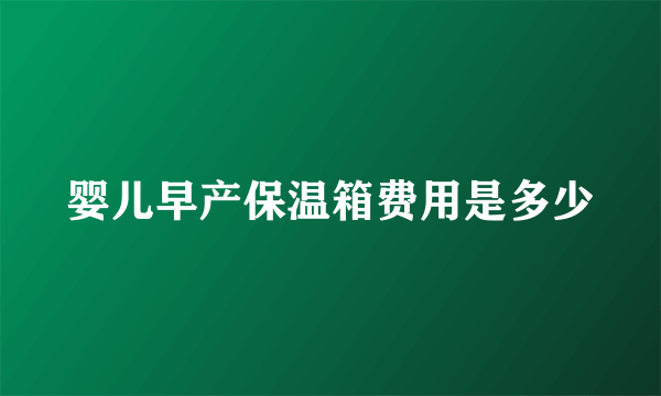 婴儿早产保温箱费用是多少