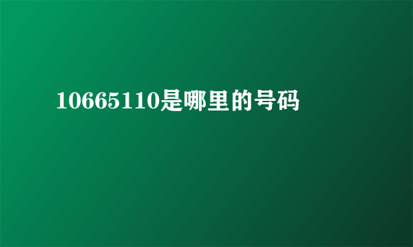 10665110是哪里的号码