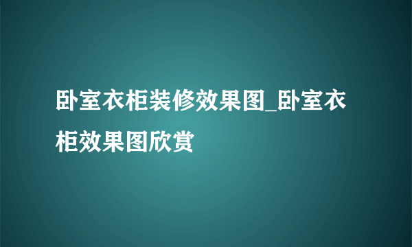 卧室衣柜装修效果图_卧室衣柜效果图欣赏