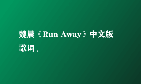 魏晨《Run Away》中文版 歌词、