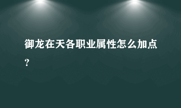 御龙在天各职业属性怎么加点？