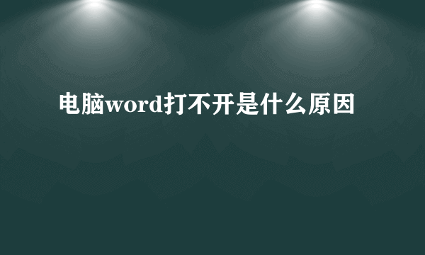 电脑word打不开是什么原因