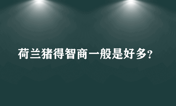 荷兰猪得智商一般是好多？