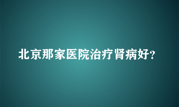 北京那家医院治疗肾病好？