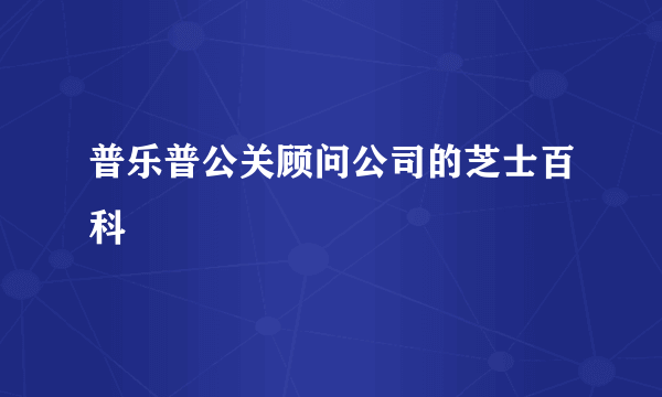 普乐普公关顾问公司的芝士百科