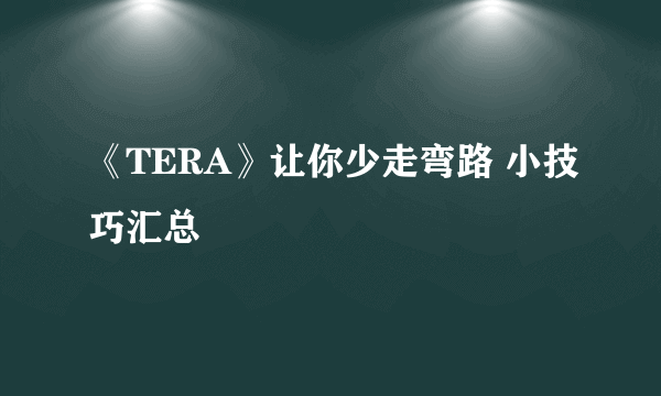 《TERA》让你少走弯路 小技巧汇总
