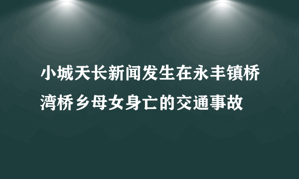 小城天长新闻发生在永丰镇桥湾桥乡母女身亡的交通事故