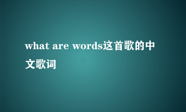 what are words这首歌的中文歌词