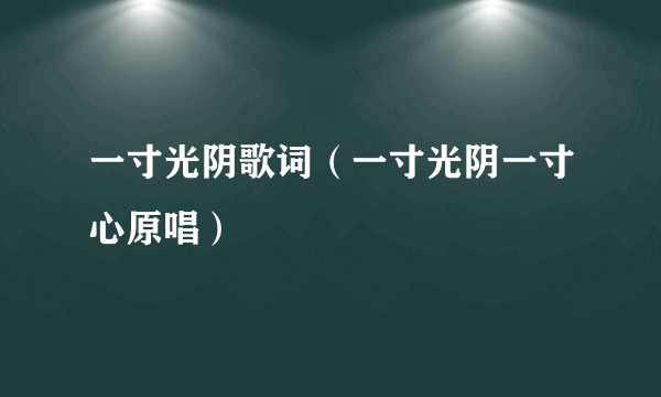 一寸光阴歌词（一寸光阴一寸心原唱）