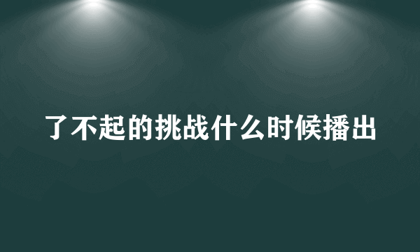 了不起的挑战什么时候播出