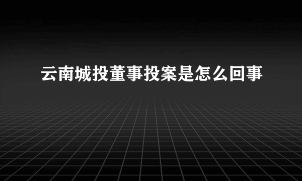 云南城投董事投案是怎么回事