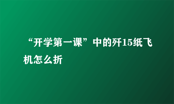 “开学第一课”中的歼15纸飞机怎么折