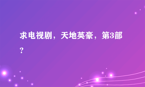 求电视剧，天地英豪，第3部？