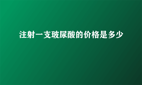 注射一支玻尿酸的价格是多少