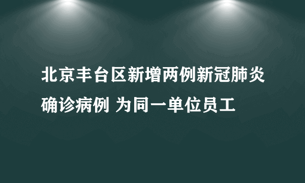 北京丰台区新增两例新冠肺炎确诊病例 为同一单位员工