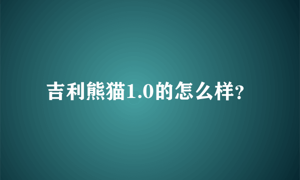 吉利熊猫1.0的怎么样？