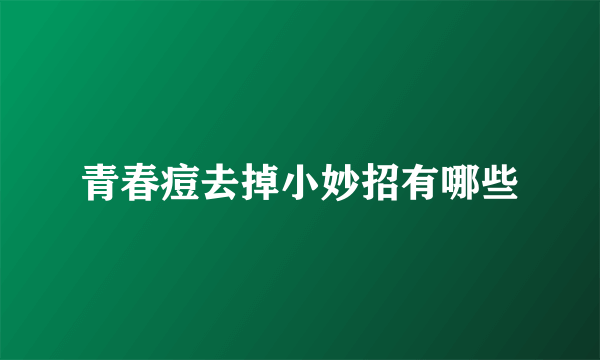 青春痘去掉小妙招有哪些