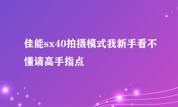 佳能sx40拍摄模式我新手看不懂请高手指点
