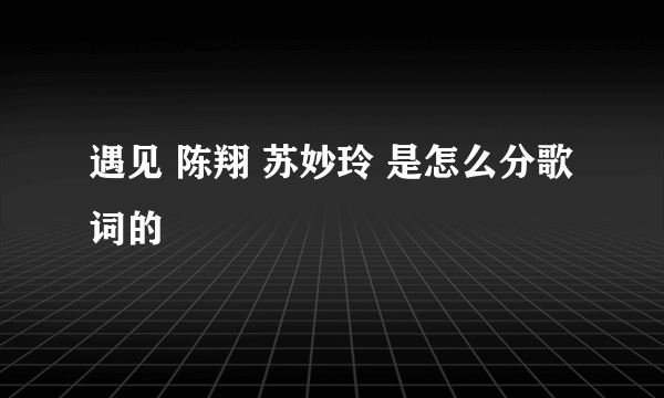 遇见 陈翔 苏妙玲 是怎么分歌词的