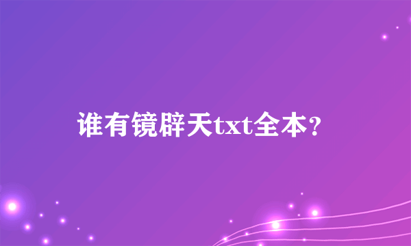 谁有镜辟天txt全本？